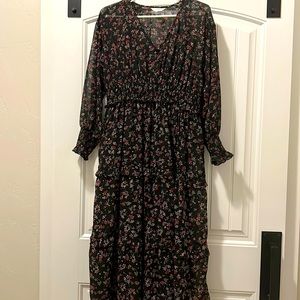 Size 8-10 sheer floral dress with black slip dress underneath